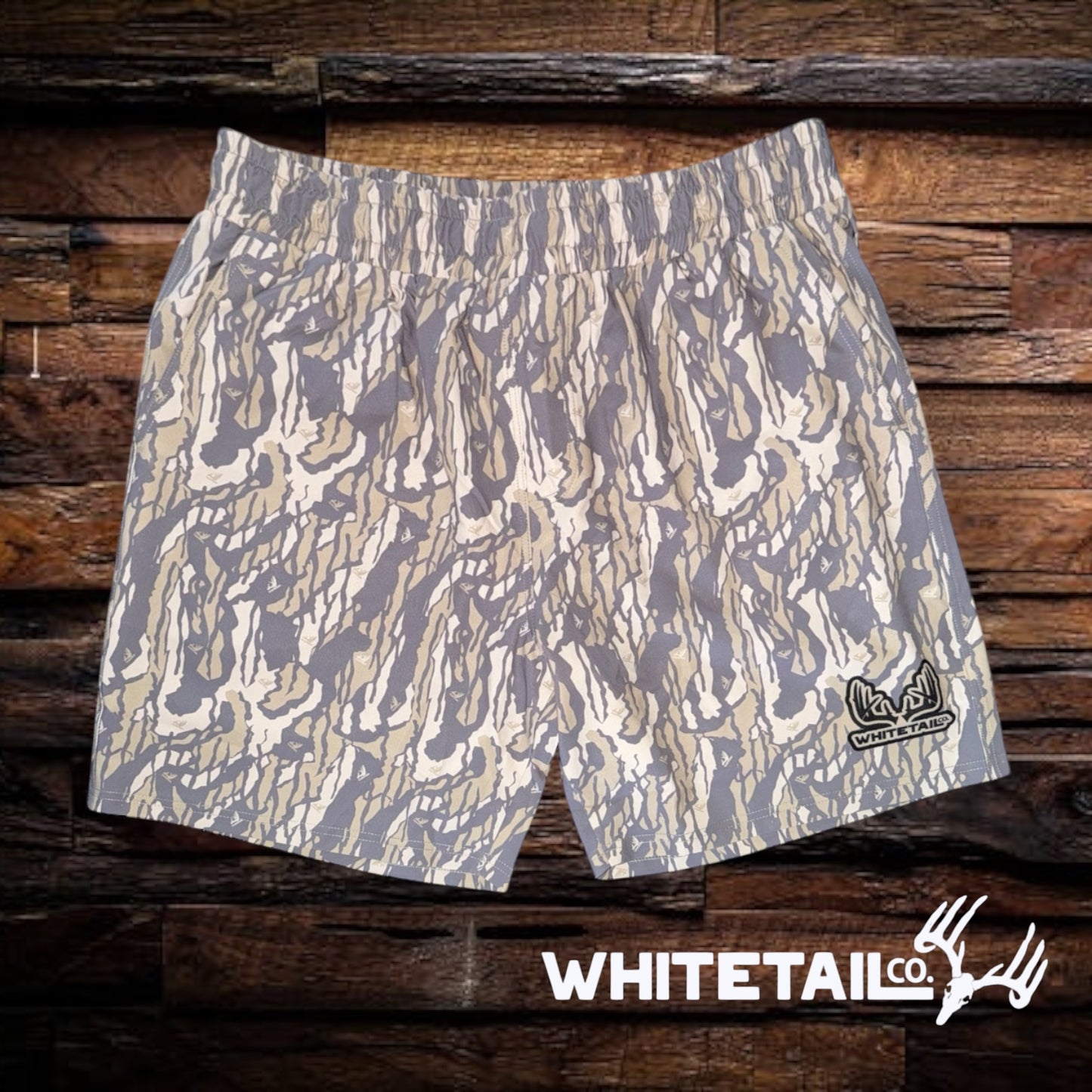 Whitetail Co. Hunt Camp Shorts Faded Old Tree Bark