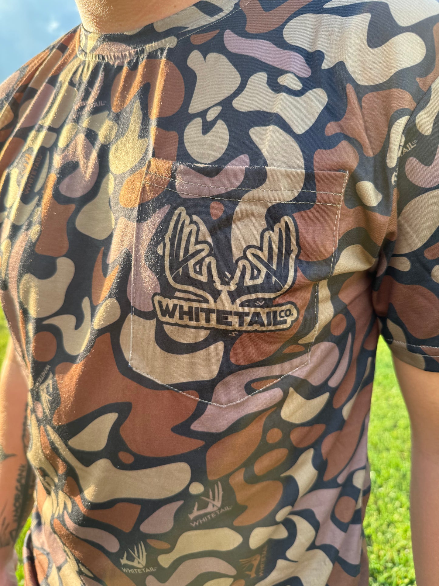 Whitetail Co. Old Dark Camo Faded Pocket Tee