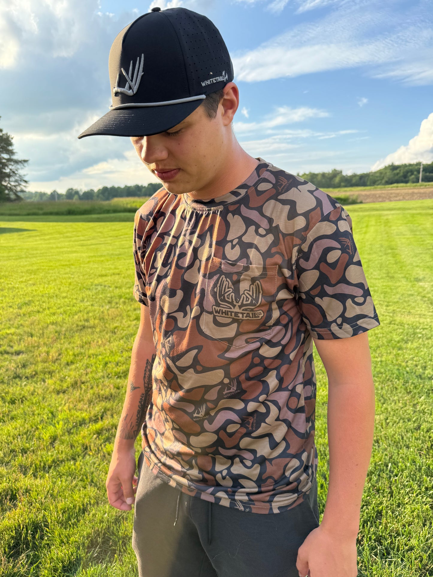 Whitetail Co. Old Dark Camo Faded Pocket Tee
