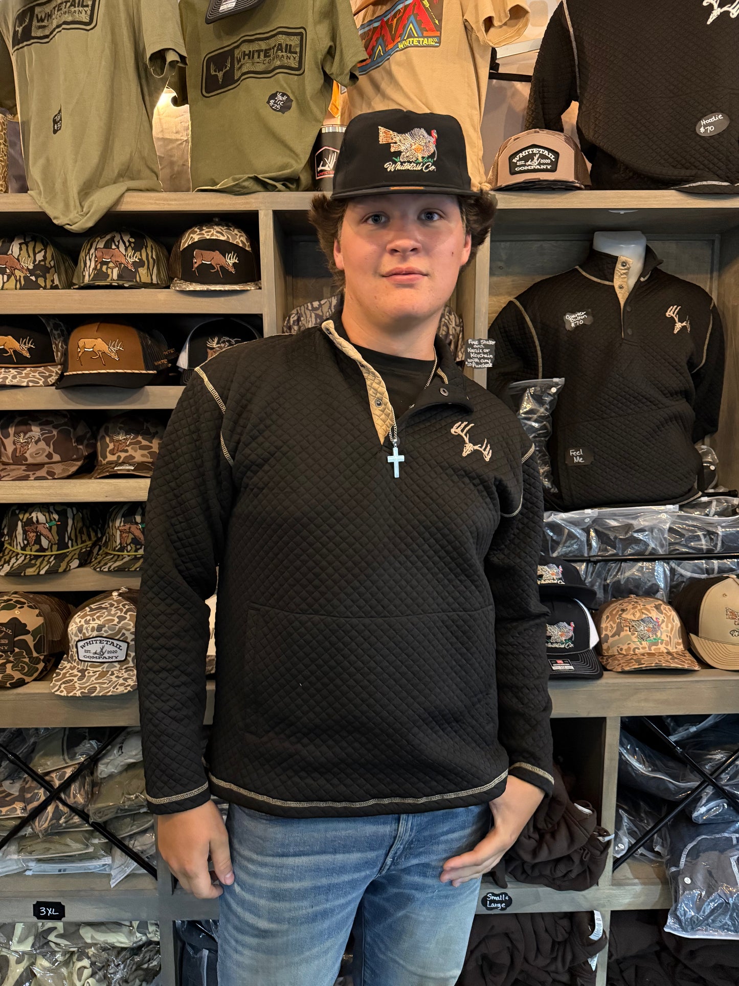 New Whitetail Co. Rut Line Waffle 1/4 Button Sweatshirt