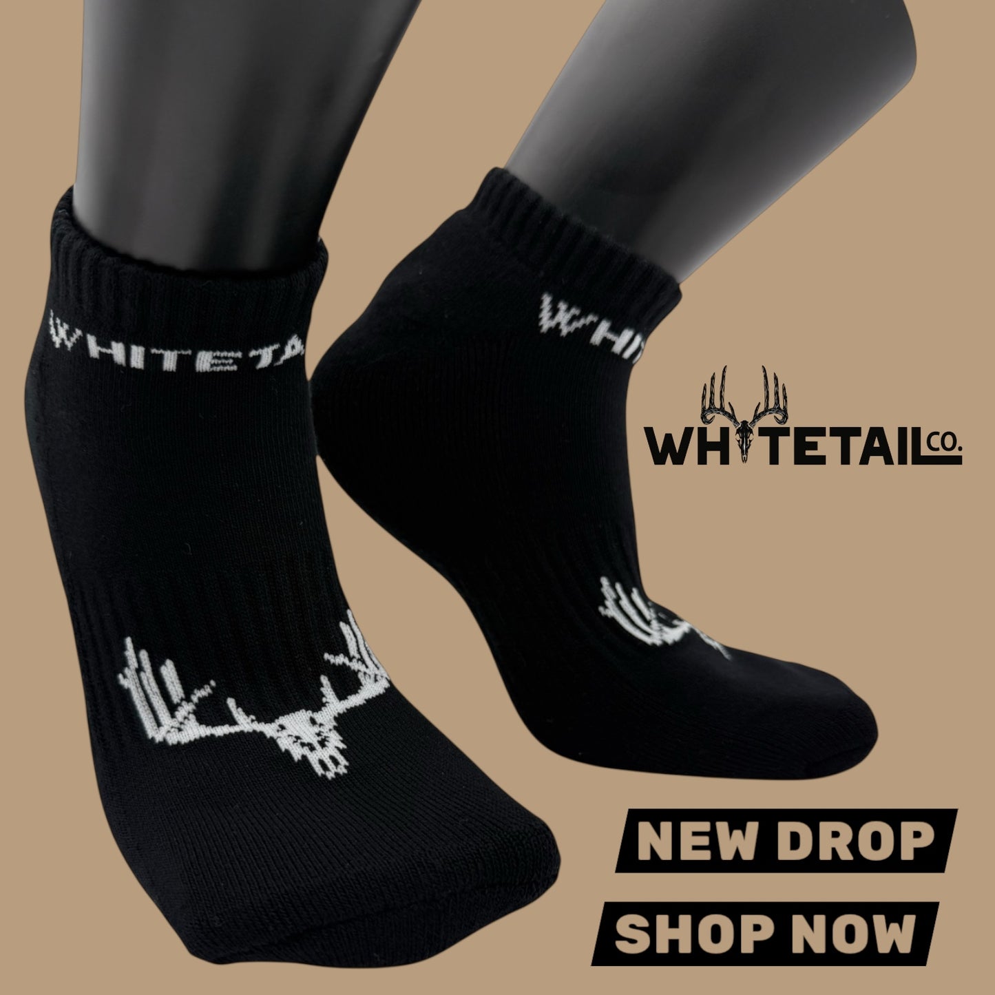 Whitetail Co. Bamboo Base Layer Black Ankle Socks