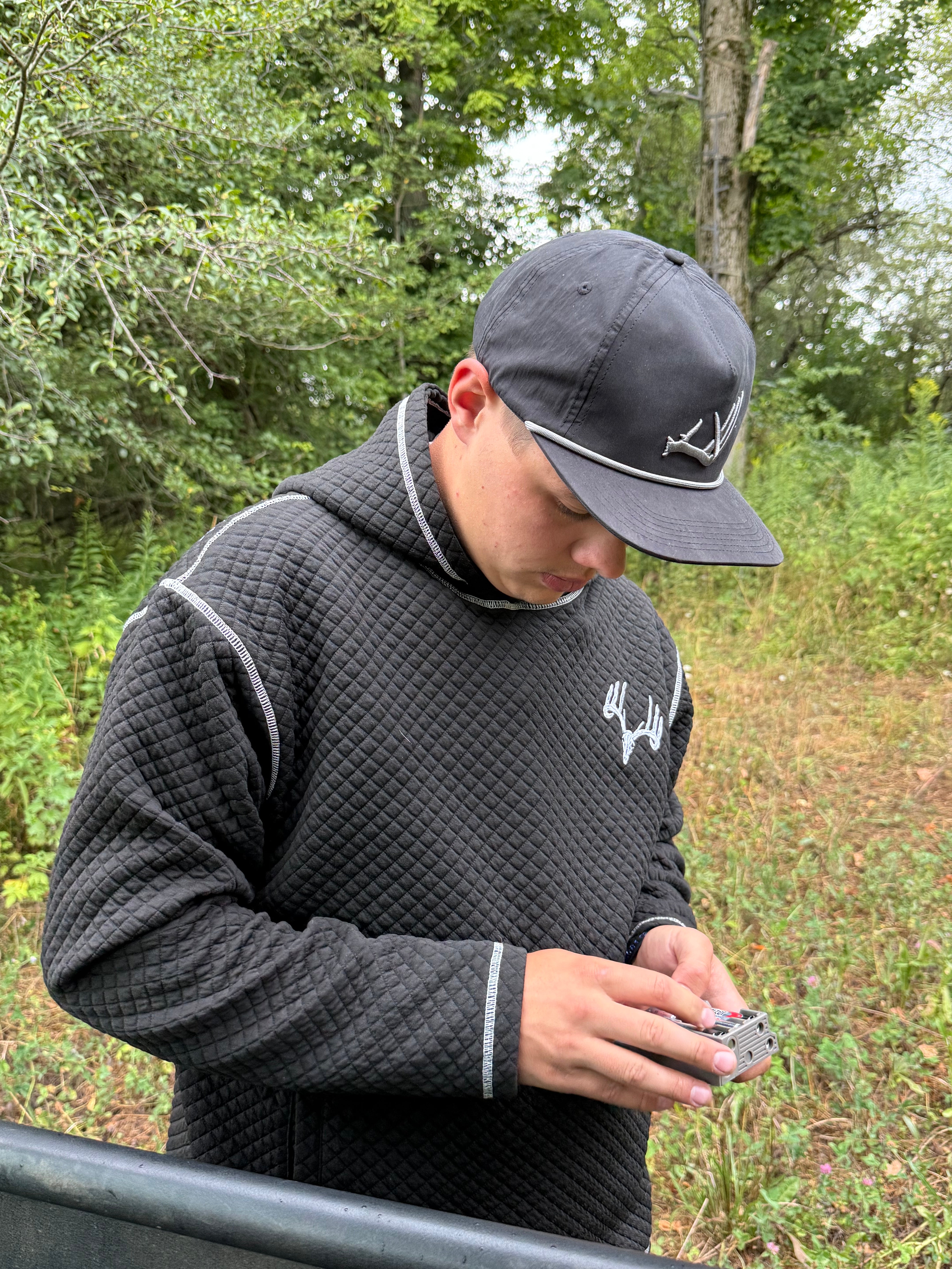 Whitetail Co. Rut Line Waffle Hoodie Black (SIZE UP)