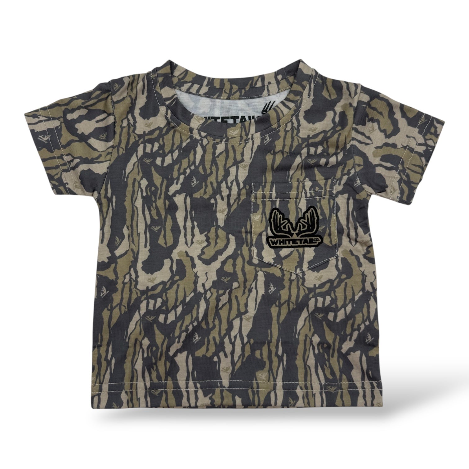 Whitetail Co. Toddler Old Tree Bark Camo Faded Pocket Tee