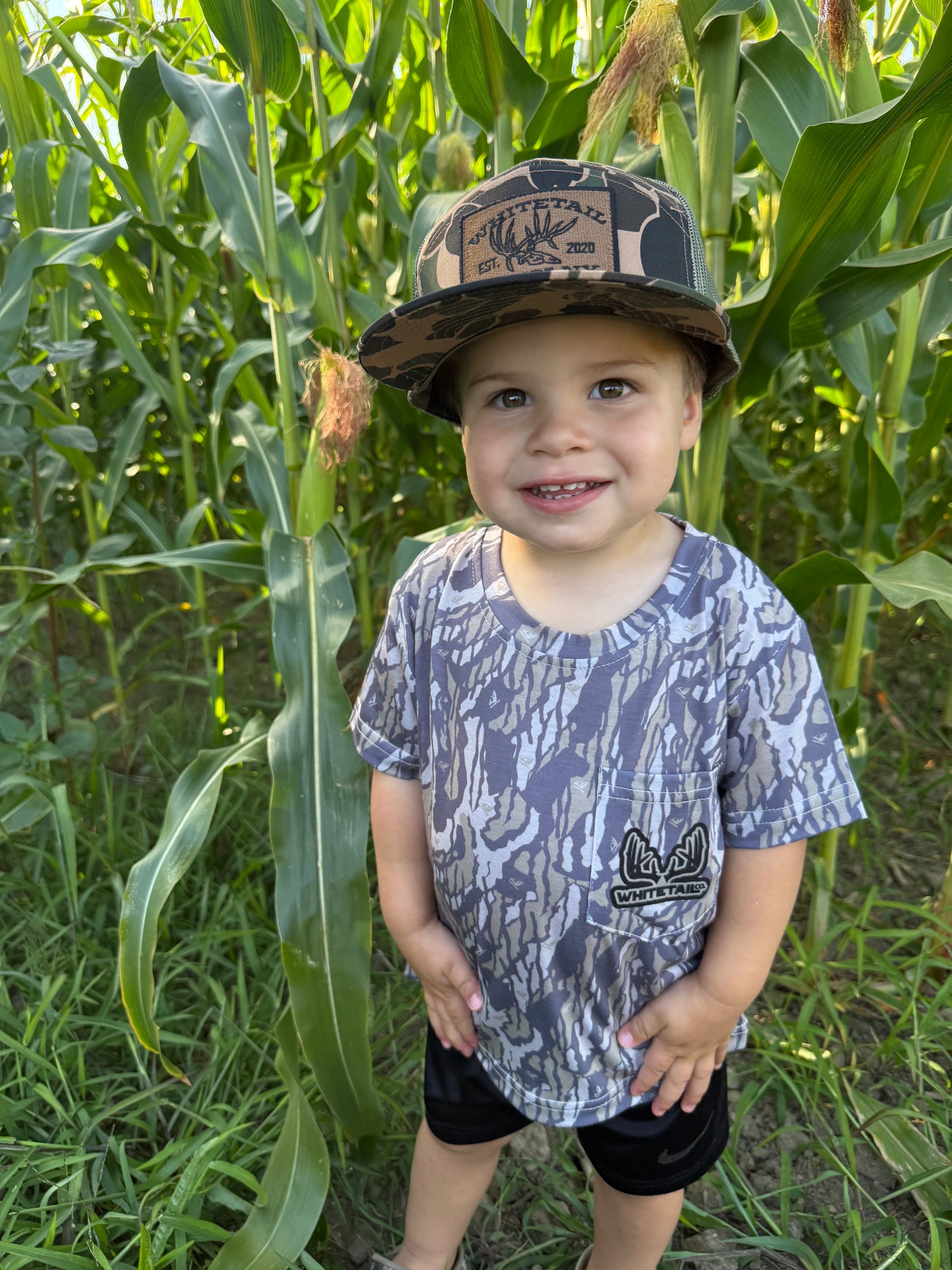 Whitetail Co. Toddler Old Tree Bark Camo Faded Pocket Tee