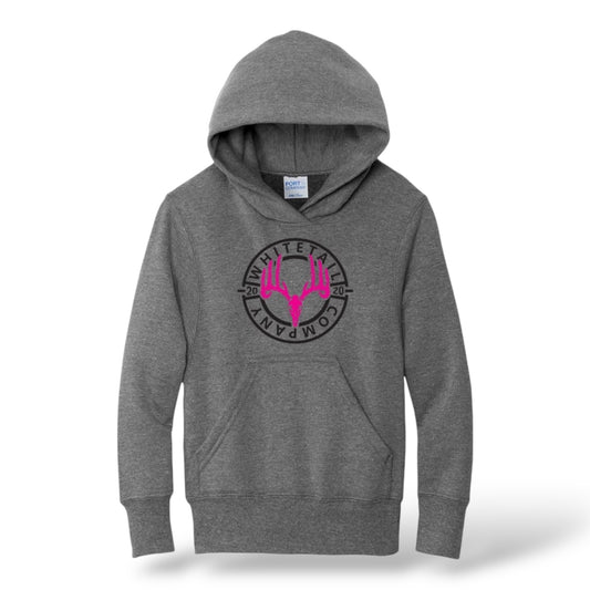 Whitetail Co. Youth Fleece Hoodie Graphite Heather/Pink