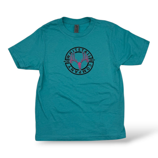Whitetail Co. Youth Tee Teal/Pink