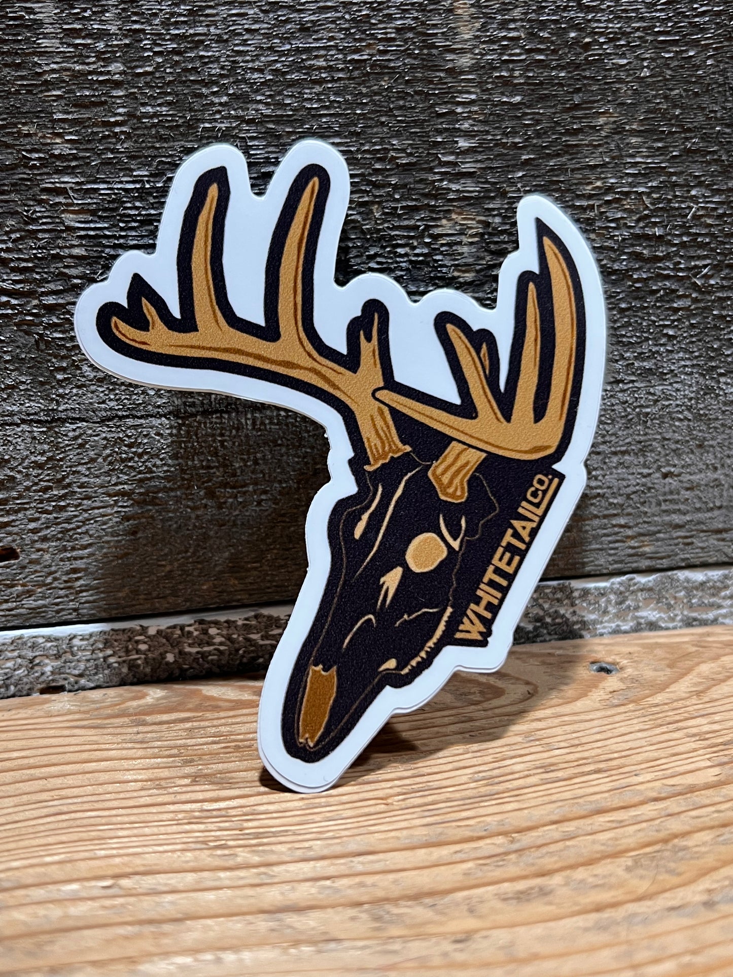 Whitetail Co. Black/Gold Skull 3” Decal