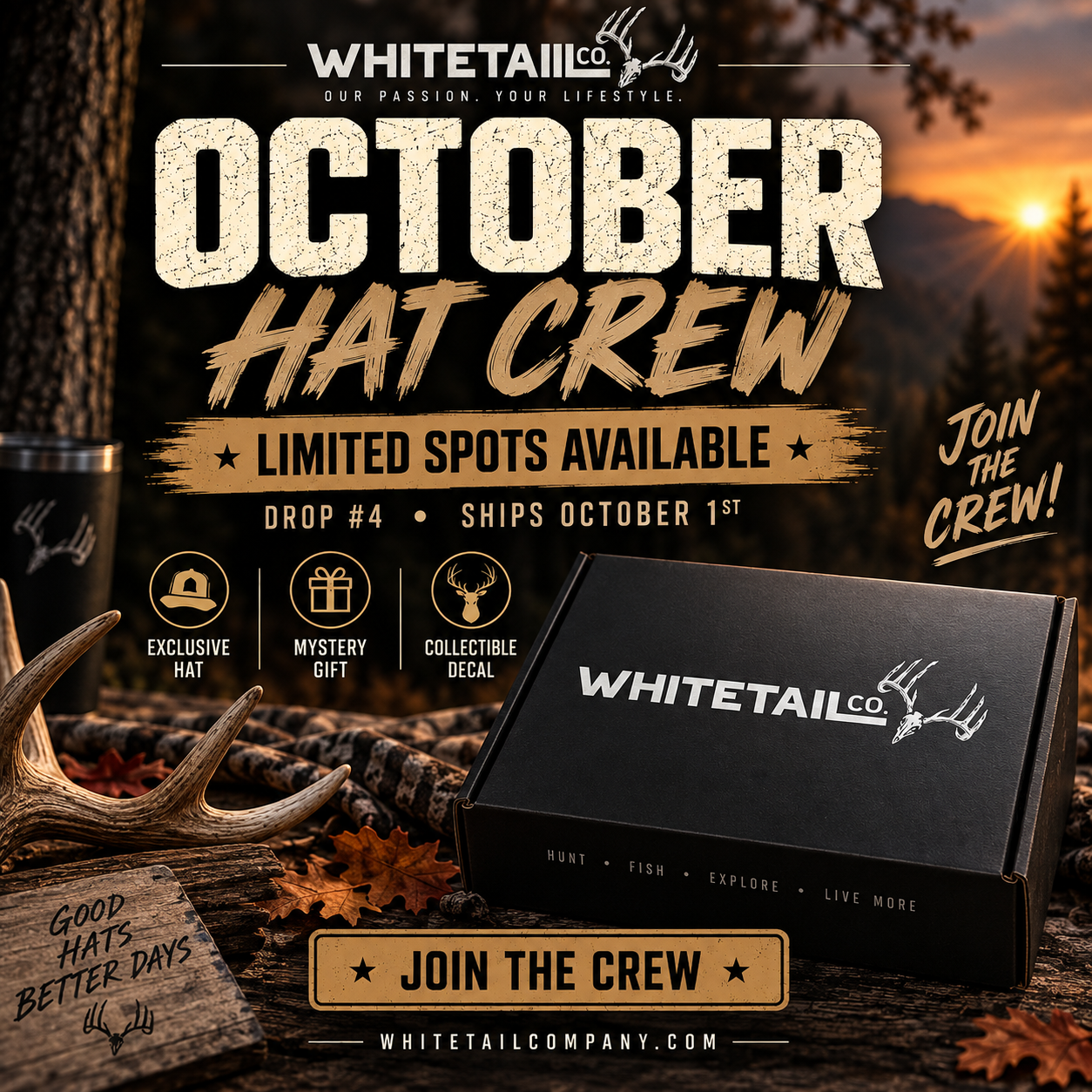 Whitetail Co. October   26  Hat Crew   [VERY LIMITED]