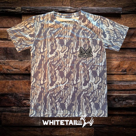 New !!! Whitetail Co. Youth Old Tree Bark Camo Faded Pocket Tee