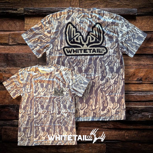 New !!! Whitetail Co. Old Tree Bark Camo Faded Pocket Tee