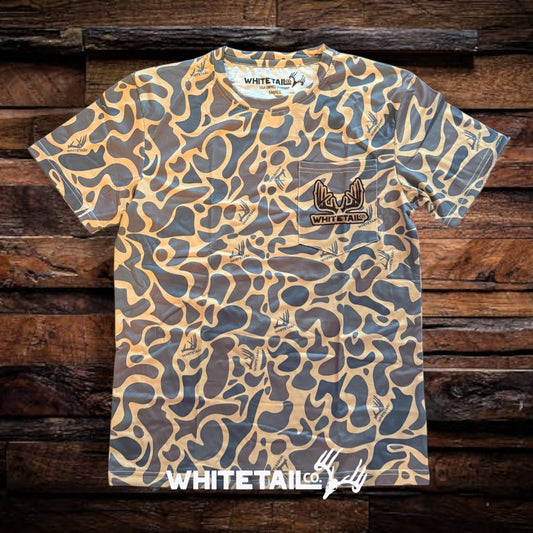 New !!! Whitetail Co. Old Duck Camo Faded Pocket Tee