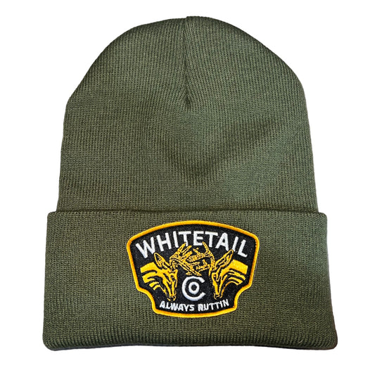 Whitetail Co. Always RUTTIN Winter Beanie Army Drab