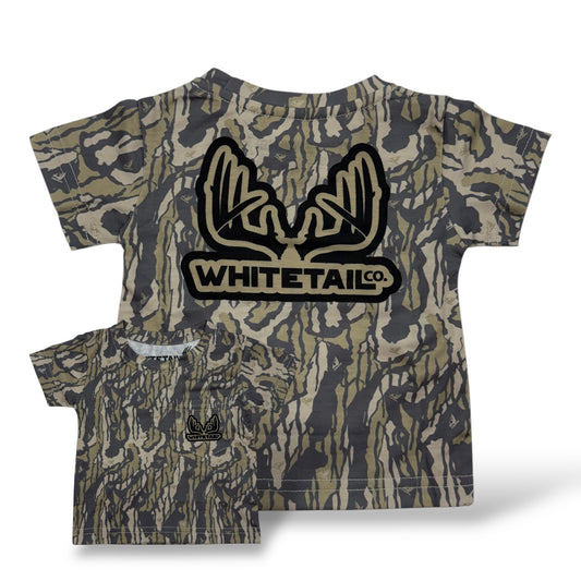 New !!! Whitetail Co. Toddler Old Tree Bark Camo Faded Pocket Tee