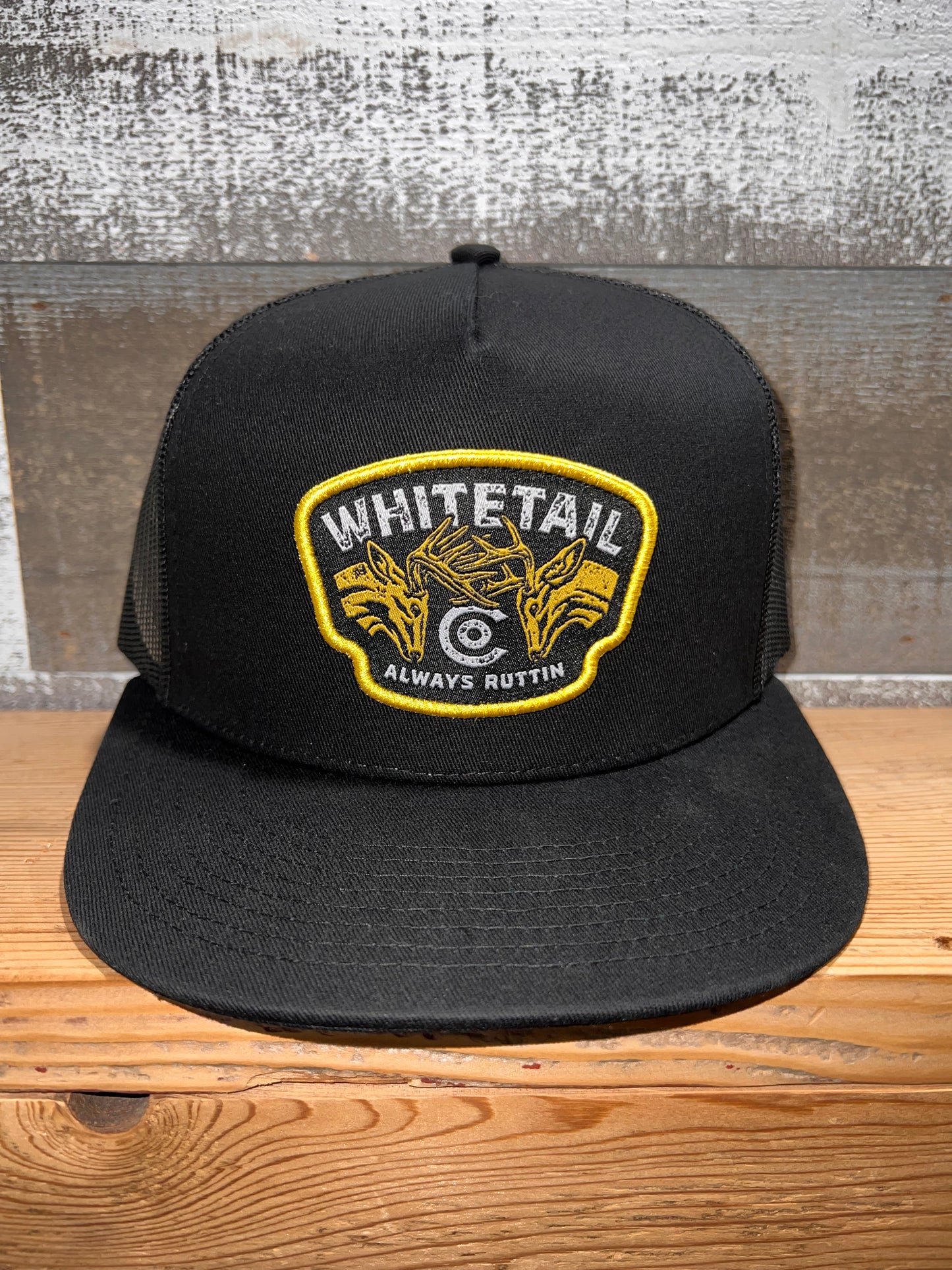 NEW !!! Whitetail Co. Always Ruttin High Front Trucker Black