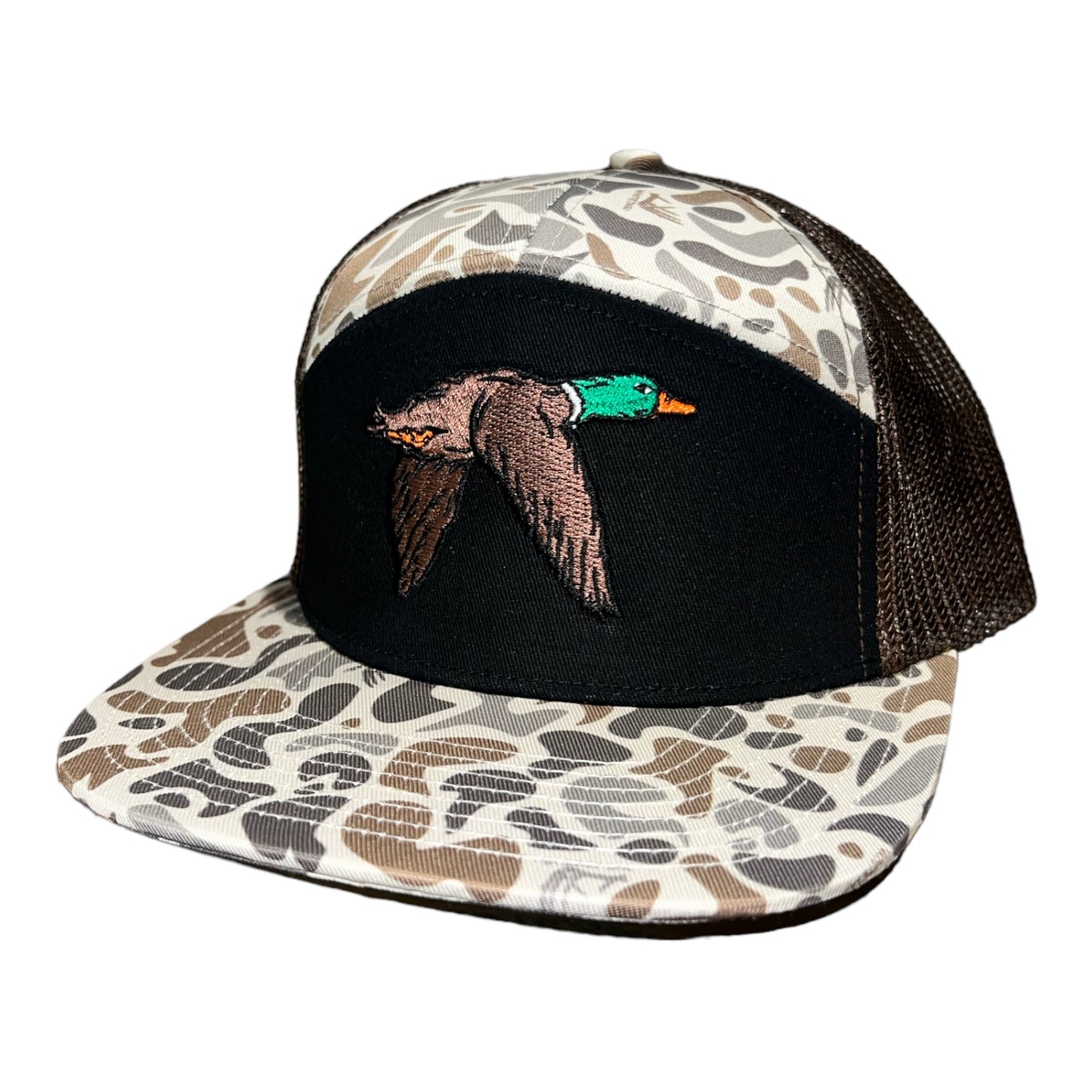 Whitetail Co. Mallard 🦆 7 Panel Old Camo Black Front