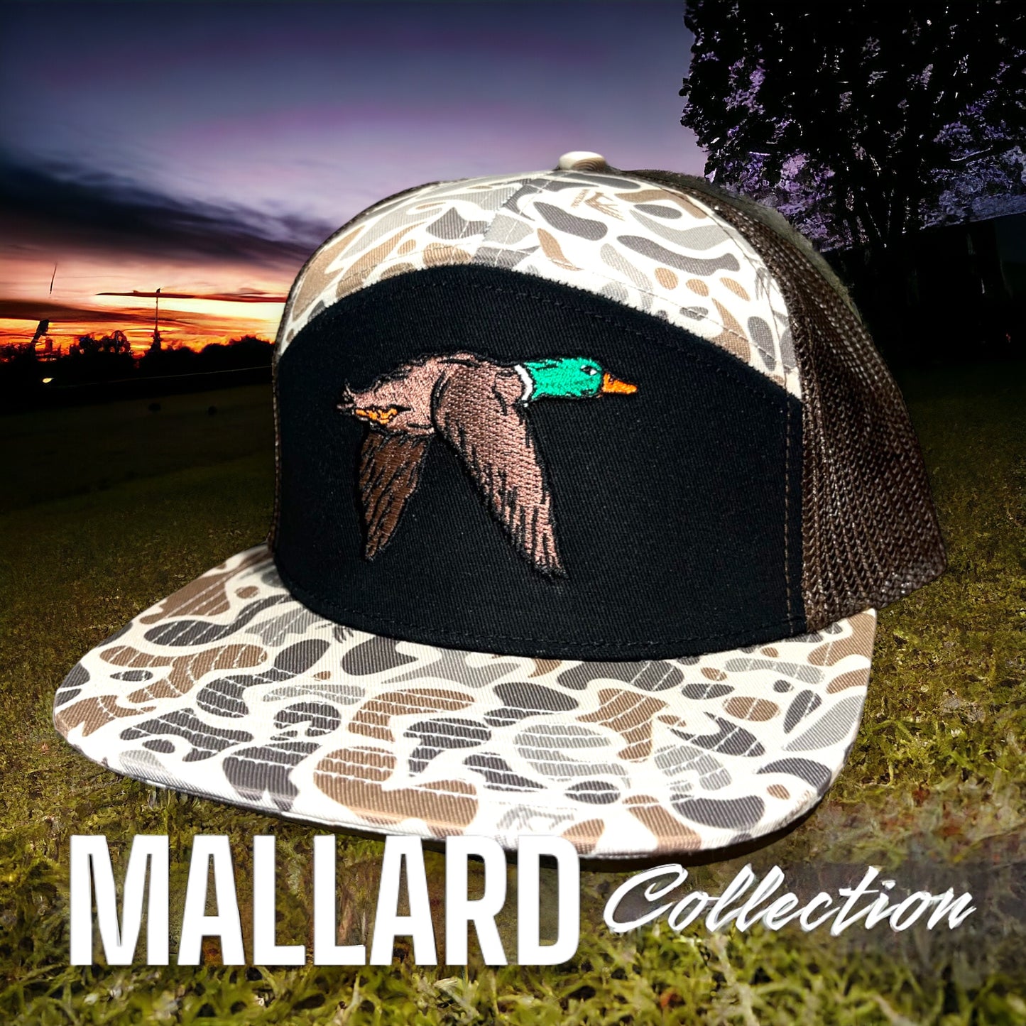 Whitetail Co. Mallard 🦆 7 Panel Old Camo Black Front