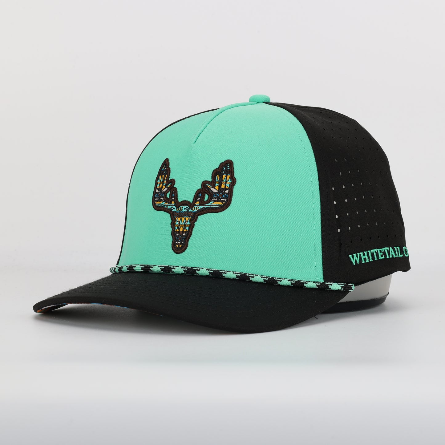 Whitetail Co. Western Buck Skull Teal Low/Mid Profile Trucker