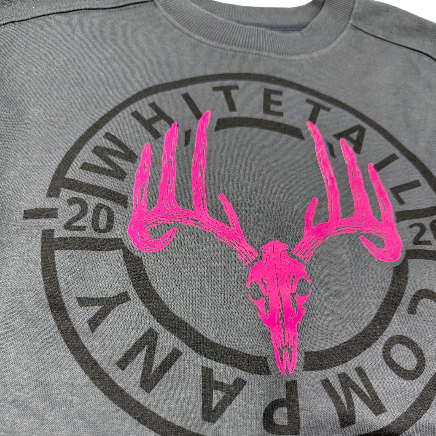 Whitetail Co. Pink Skull Crop Sweatshirt