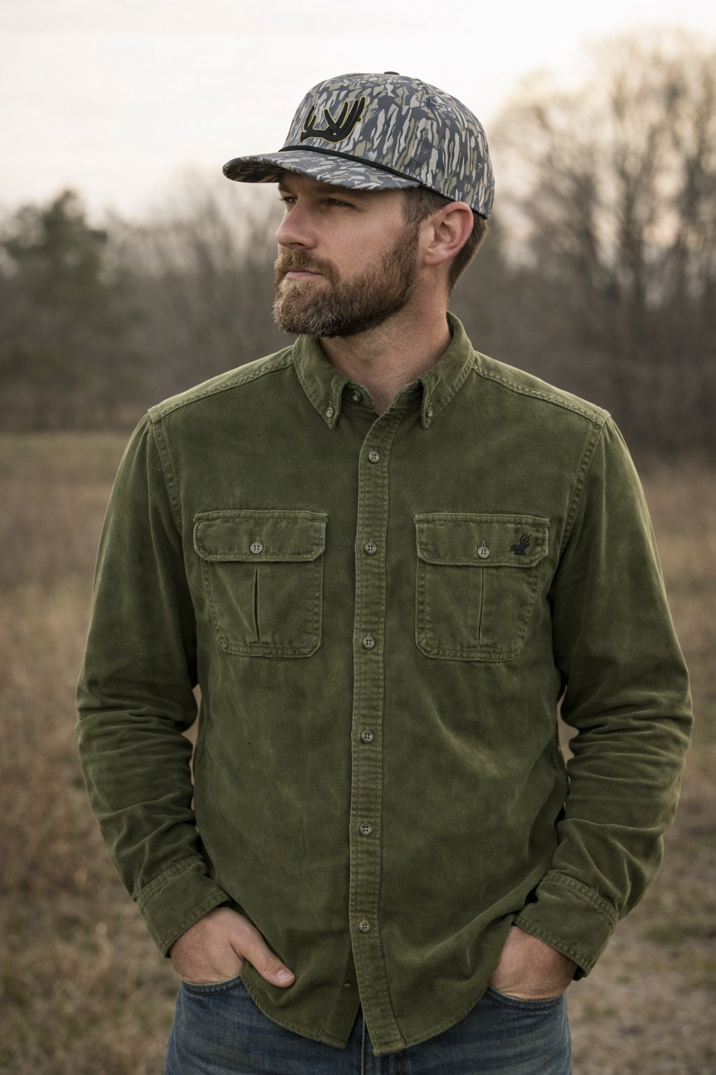 Coming Fall 26 Whitetail Co. Old Worn  Corduroy Button Up Loden