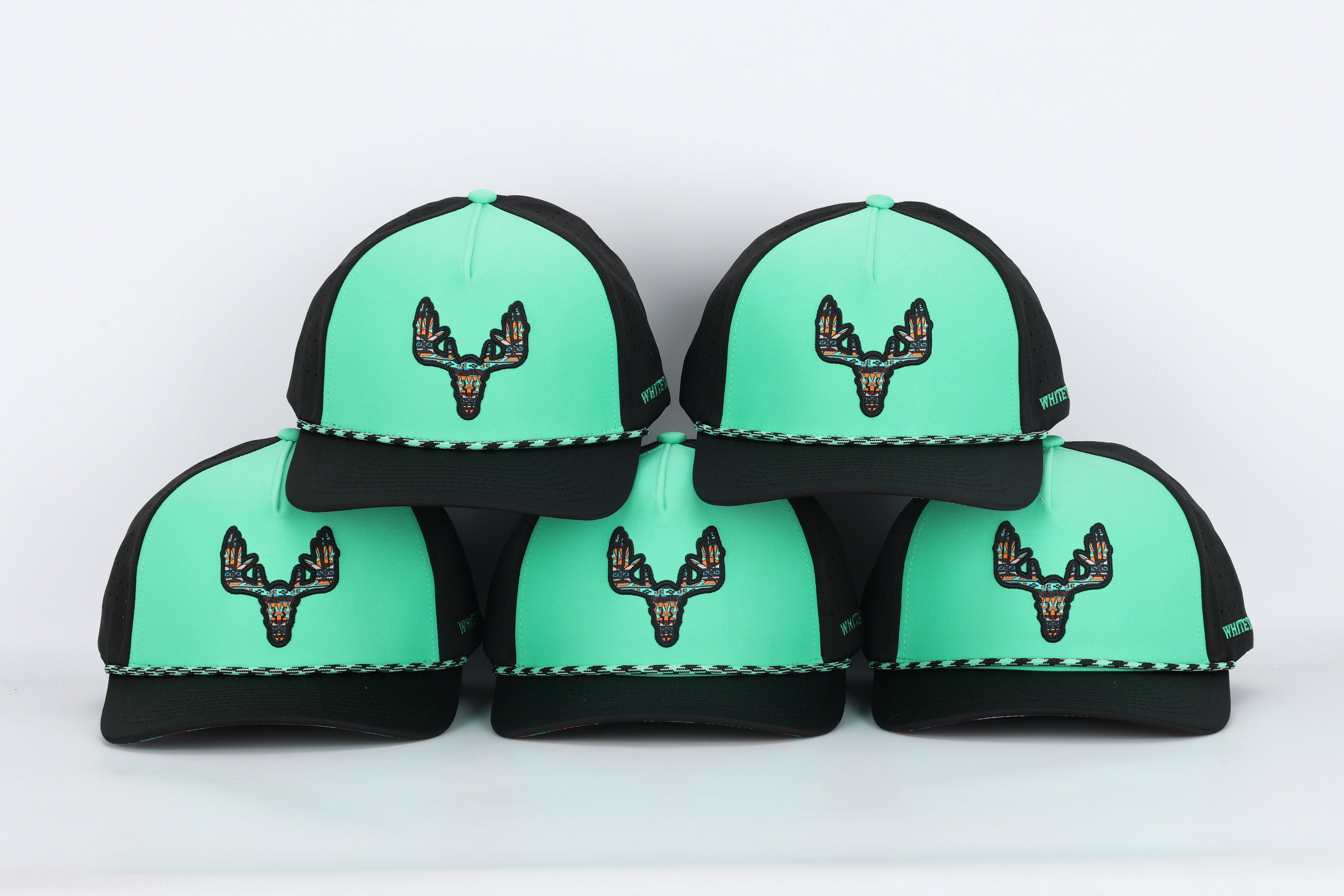 Whitetail Co. Western Buck Skull Teal Low/Mid Profile Trucker