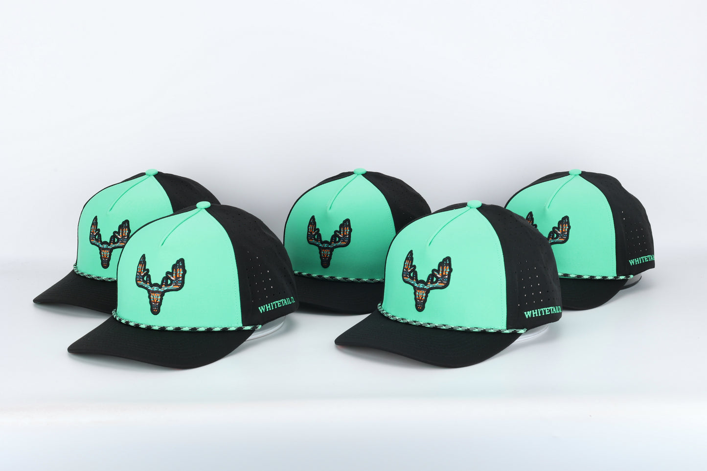 Whitetail Co. Western Buck Skull Teal Low/Mid Profile Trucker