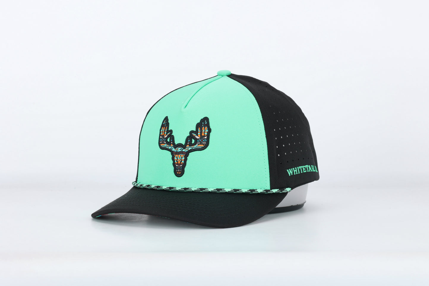 Whitetail Co. Western Buck Skull Teal Low/Mid Profile Trucker