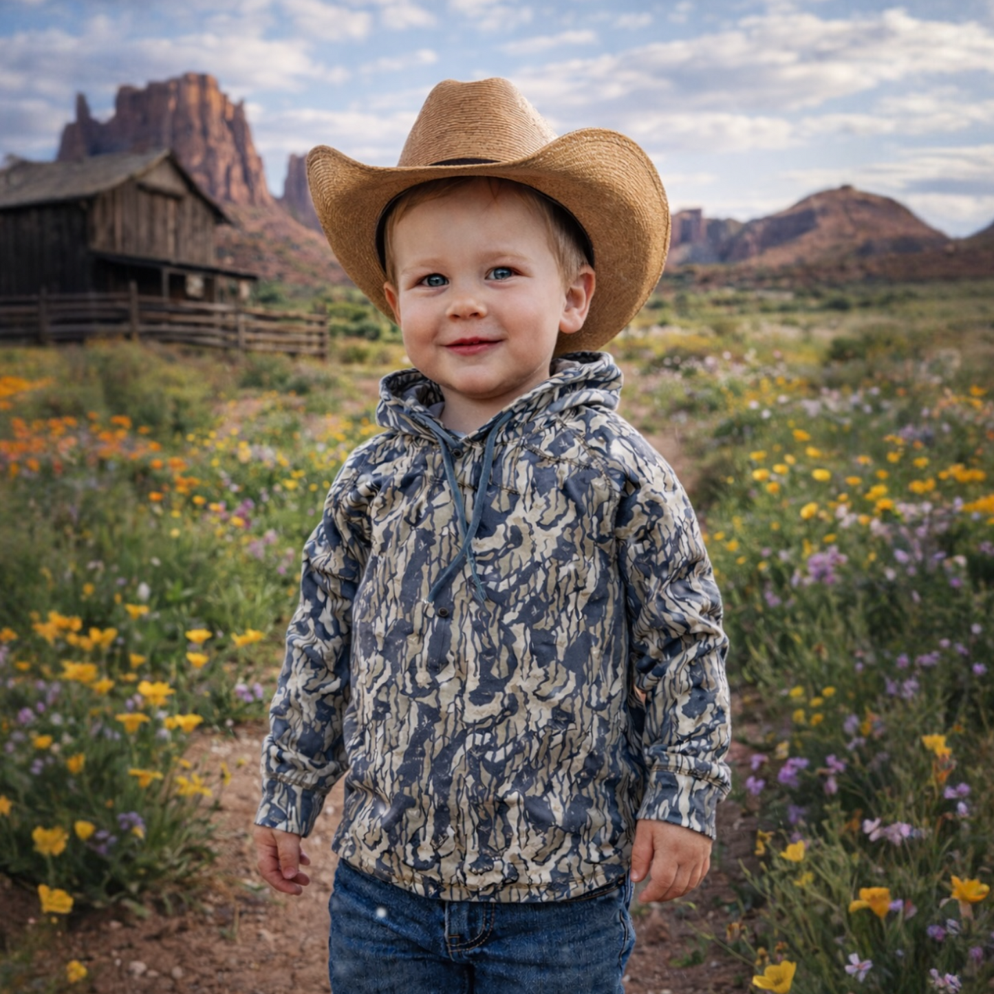 Whitetail Co. Toddler Light Weight Hoodie Tree Bark