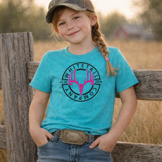 Whitetail Co. Youth Tee Teal/Pink