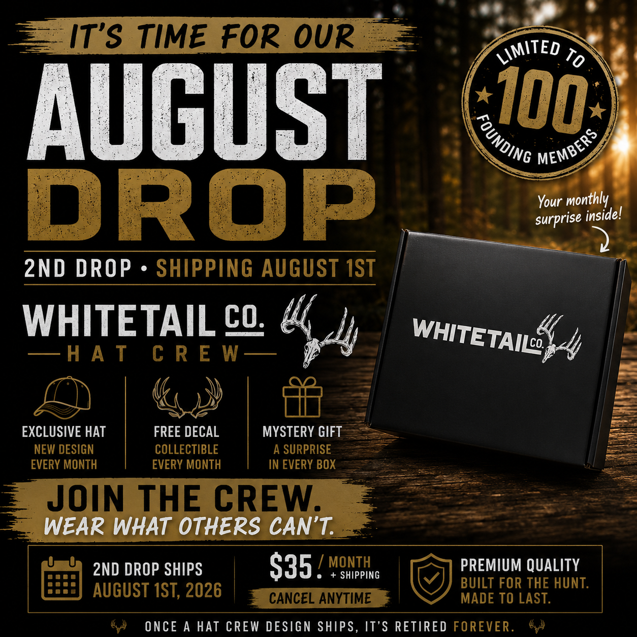 Whitetail Co. August 26  Hat Crew   [VERY LIMITED]