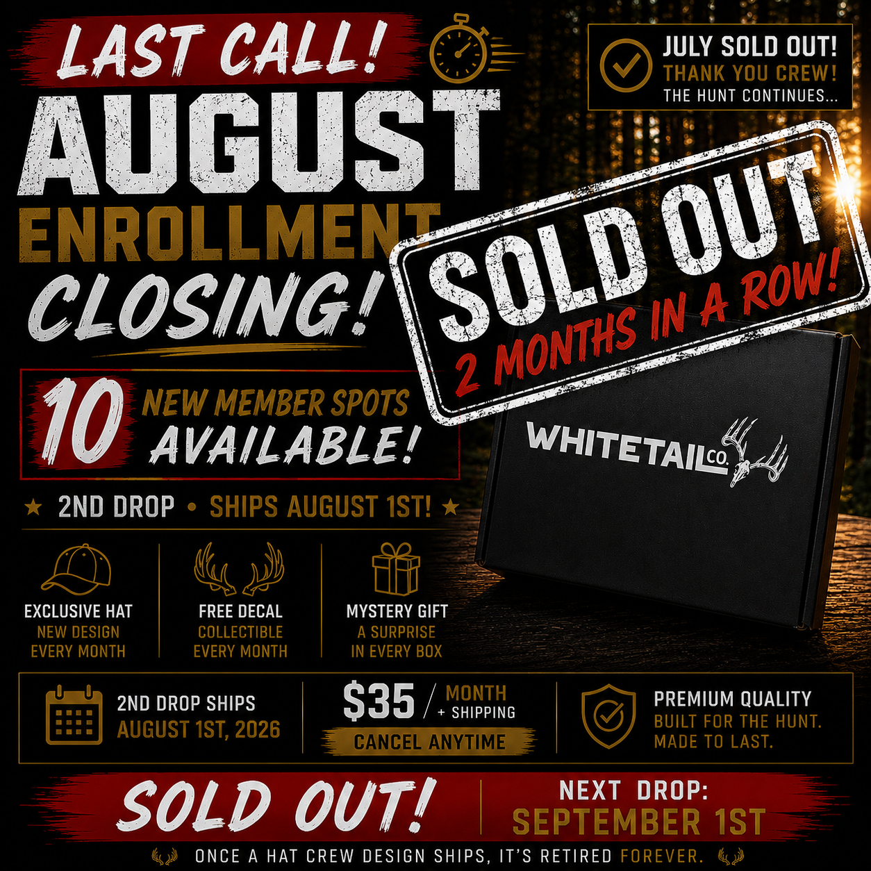 Whitetail Co. September  26  Hat Crew   [VERY LIMITED]
