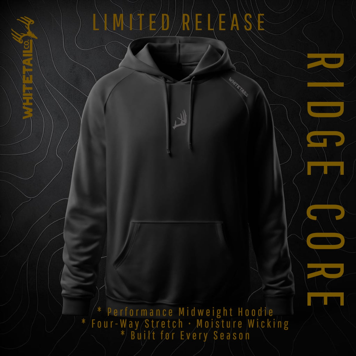 Whitetail Co. Ridge Core Hoodie Midnight Black
