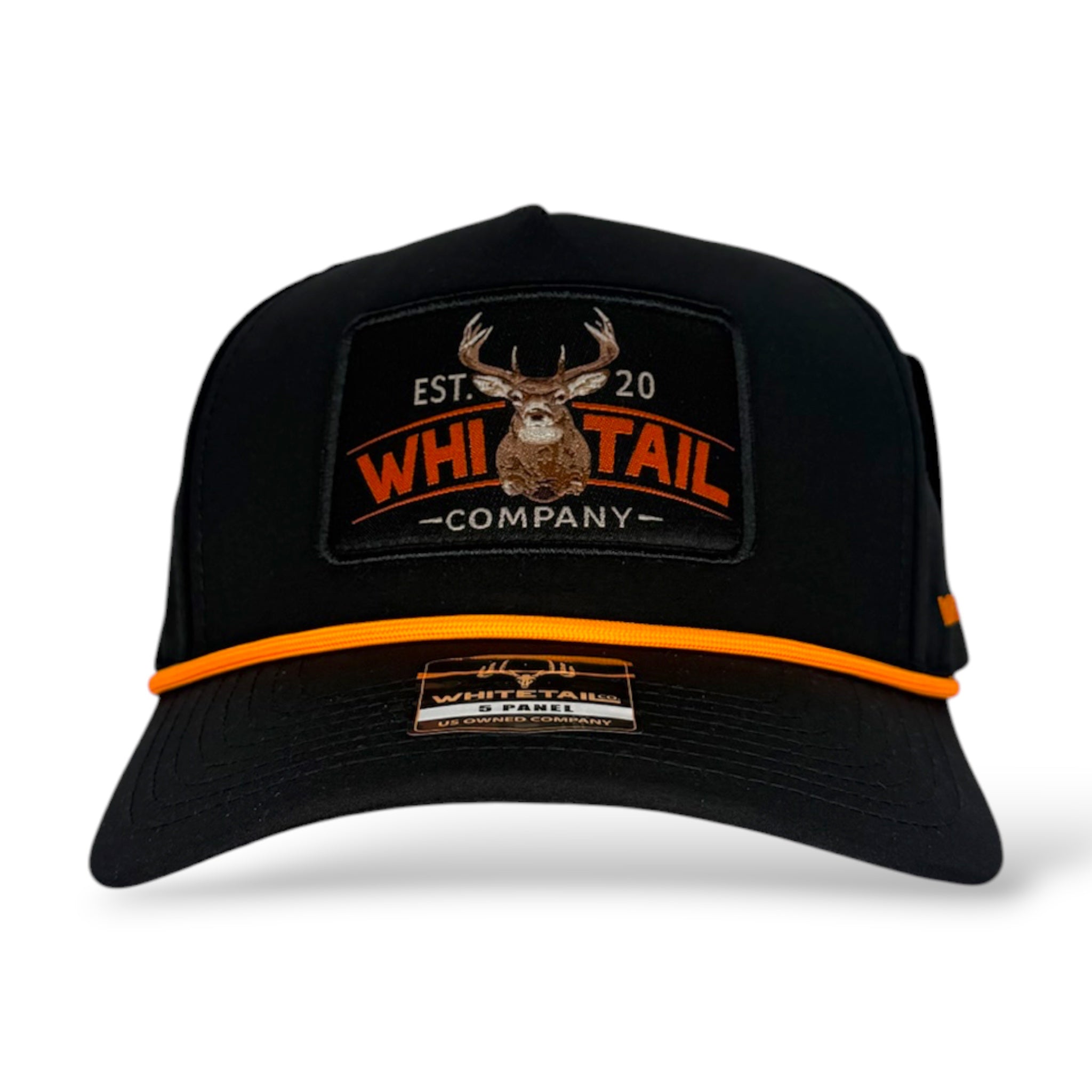 Whitetail Co. | Wall Hanger | Trucker | Black | Ropy | Solid Back