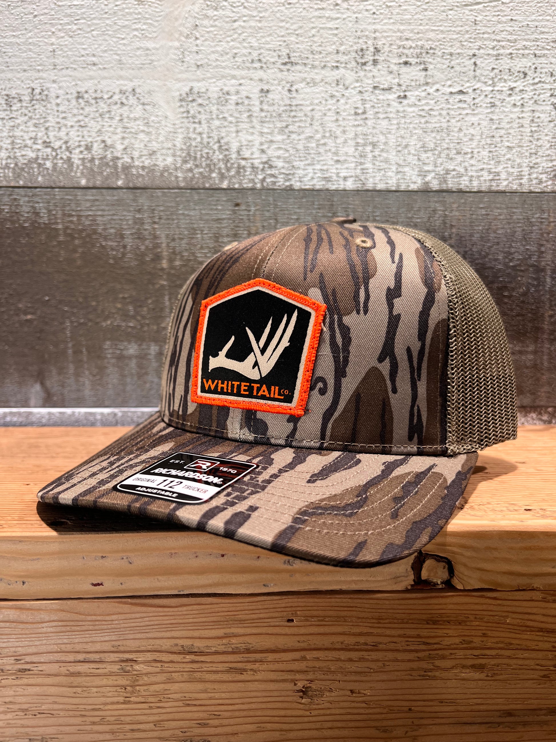 Camo Custom Patch Shape Richardson 112P Fitted Laser Engraved Leather Patch  Hat-Deer Antlers Hunting Hunter Hand Stitched Real Leather